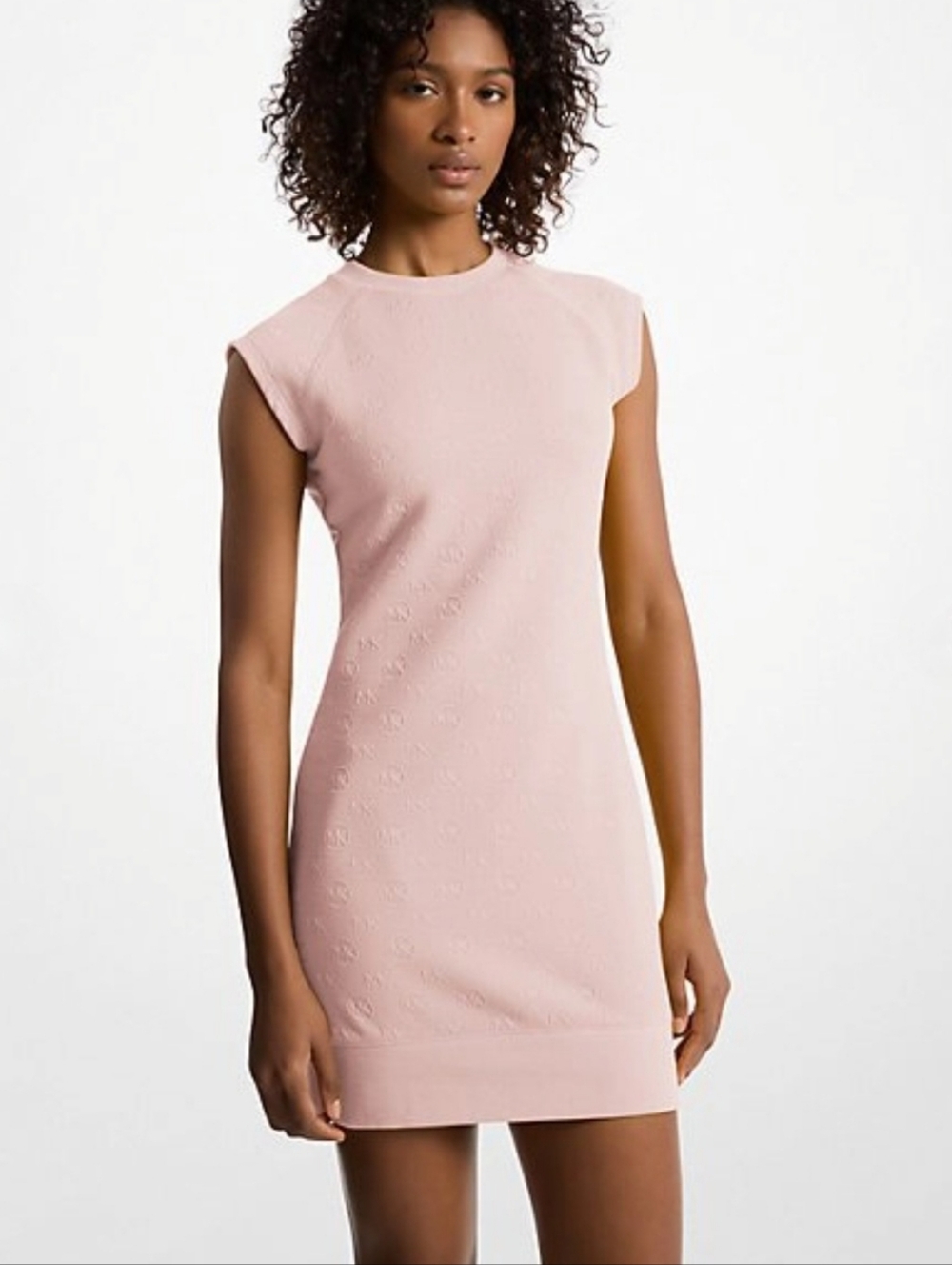 Michael Kors Raglan Sleeve Logo Jackquard Sweater Dress